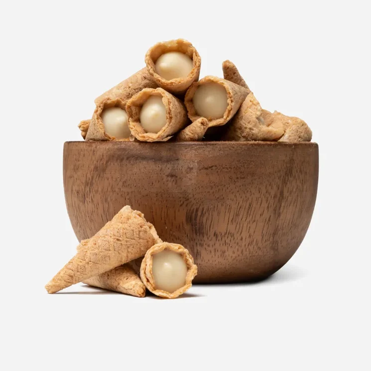 Mini tölcsérek fehér csokoládéval